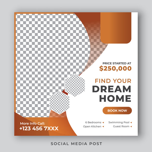 梦想的家出售的房地产社交媒体帖子横幅图片下载