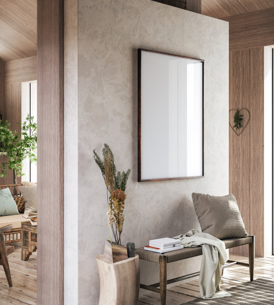 海报框架模型在游牧走廊内部，墙壁模型图片下载