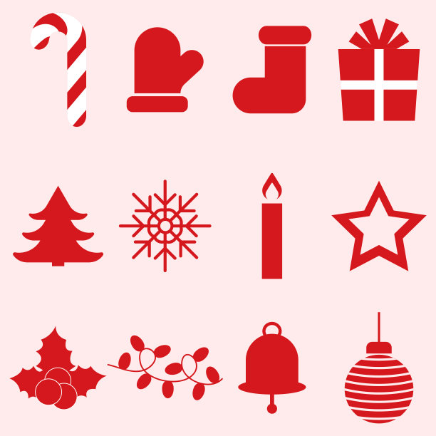 简单的红色新年图标孤立在浅色背景图片下载