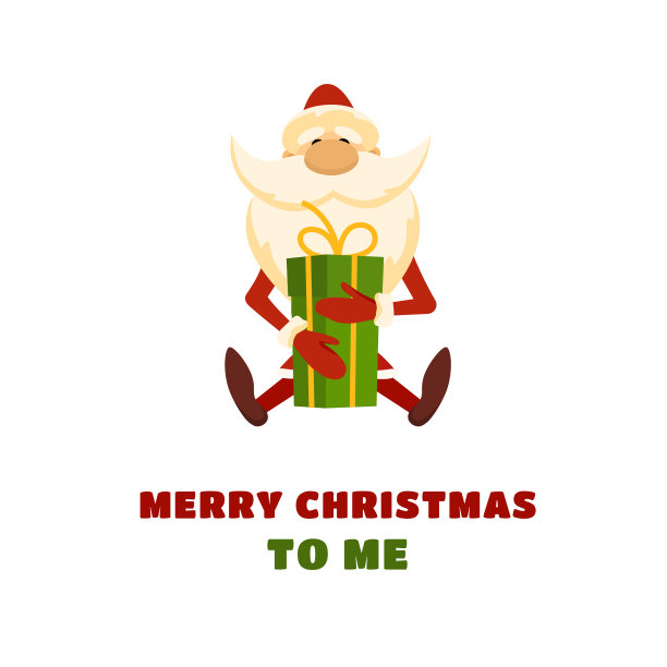 矢量插图的卡通圣诞老人持有一个礼物盒。图片下载