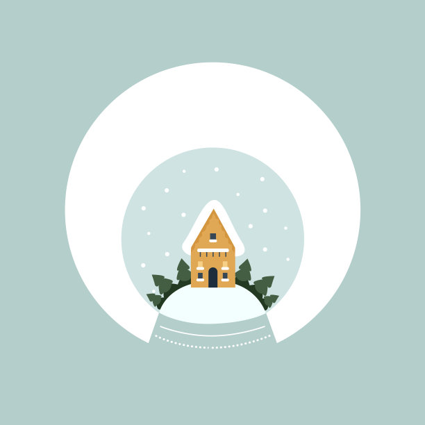 矢量插图的卡通冬天房子在蓝色的背景。图片下载