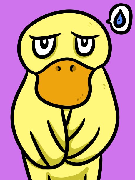 可爱的鸭子卡通在紫色的背景图片下载