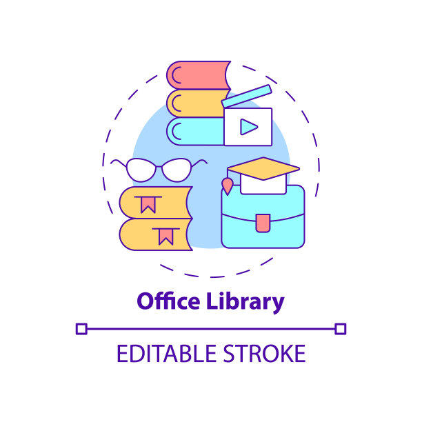 办公图书馆概念图标图片下载