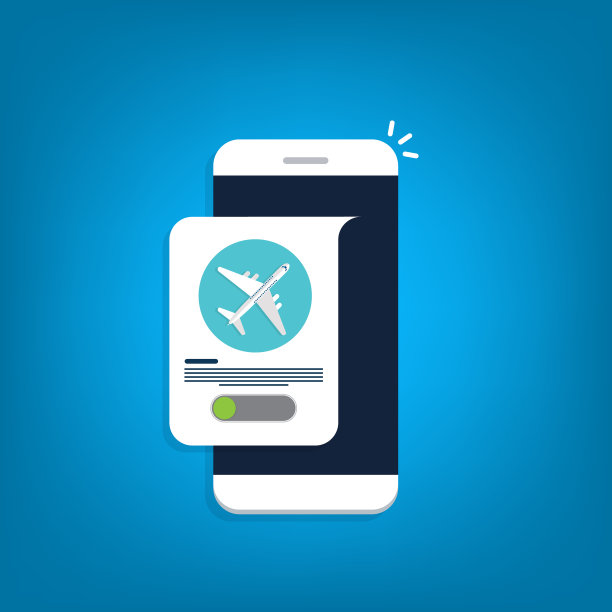 飞机模式打开。飞机智能手机通知。平面风格矢量插图图片下载