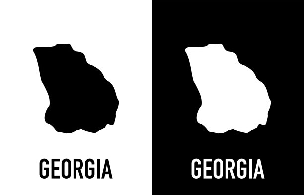 乔治亚州-美国的一个州。轮廓线在黑白两色的脸背景上。美国地图。矢量插图。图片下载