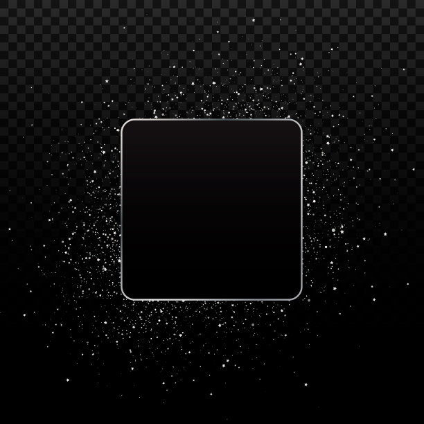 优雅的银框闪闪发光，银色的五彩纸屑，孤立尘封的银颗粒。抽象的银颗粒和框架为您的文本或标志。节日圣诞背景png。图片下载