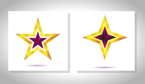 矢量集的现实金属金色的星星孤立在白色的背景。圣诞节亮黄色3D奖杯明星图标。领导的象征。图片下载
