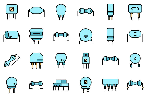 电阻图标设置矢量平图片下载