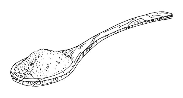 木勺和碎盐。古典雕刻向量图片下载