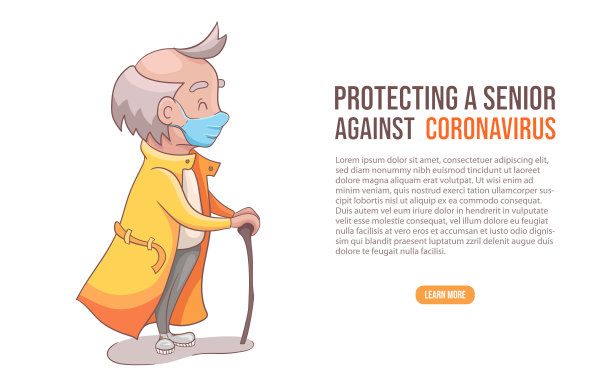 年长男性或祖父佩戴防冠状病毒医用防护口罩。小说2019 - ncov病毒。保护健康远离疾病和空气污染风险群体冠状病毒。图片下载