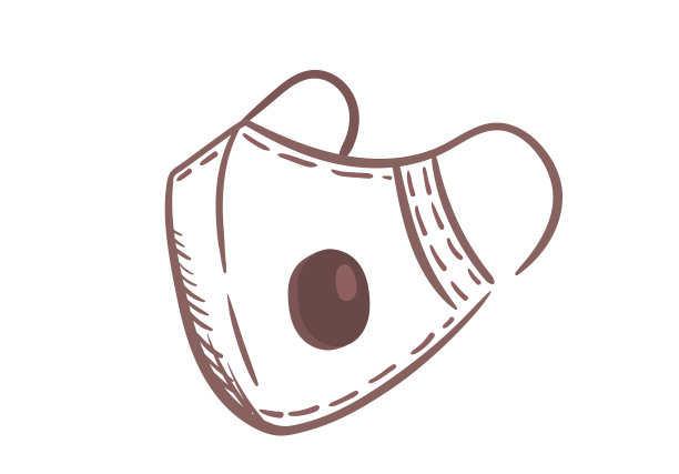 一套手工绘制的医用呼吸口罩，用于预防冠状病毒和空气污染。保护面部外科口罩。插图在线条艺术风格图片下载