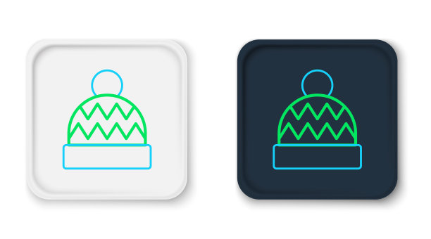 线豆豆帽图标孤立的白色背景。色彩斑斓的轮廓的概念。向量图片下载