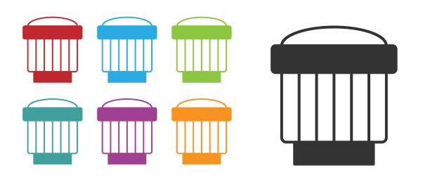 黑色相机照片镜头图标孤立在白色背景。设置图标丰富多彩。向量图片下载