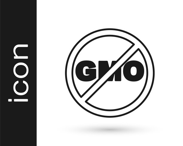 黑色无转基因图标孤立在白色背景。转基因生物的缩写。Dna食品修改。向量图片下载