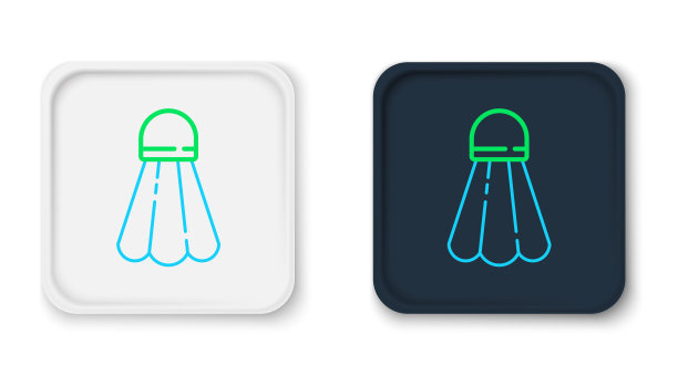 羽毛球线羽毛球图标孤立在白色背景。运动设备。色彩斑斓的轮廓的概念。向量图片下载