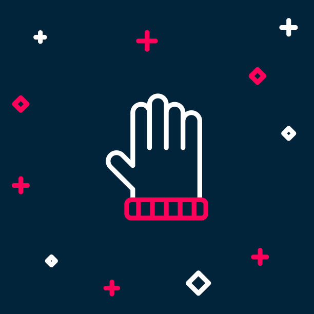 线圣诞手套图标孤立在蓝色的背景。色彩斑斓的轮廓的概念。向量图片下载