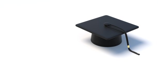 研究生院，高中或大学帽孤立的白色背景。三维演示图片下载