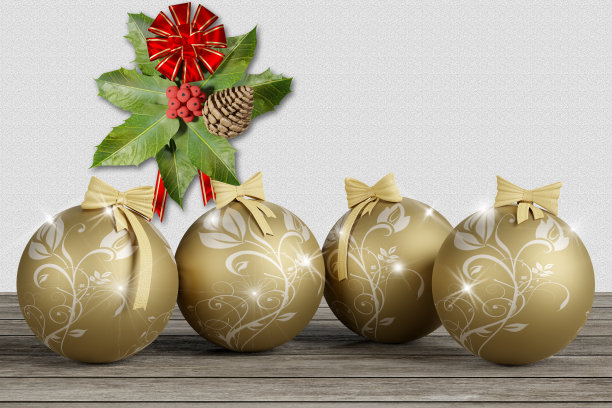 圣诞节装饰，圣诞快乐新年快乐3D插画图片下载