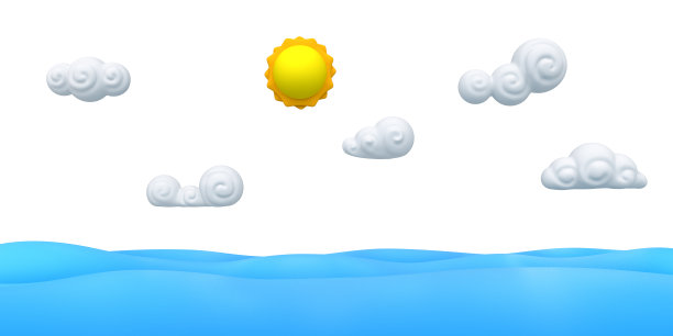 卡通自然水面孤立在白色。丰富多彩的现代简约概念渲染。风格化搞笑儿童粘土、塑料玩具。逼真的时尚3d插画的背景游戏。图片下载