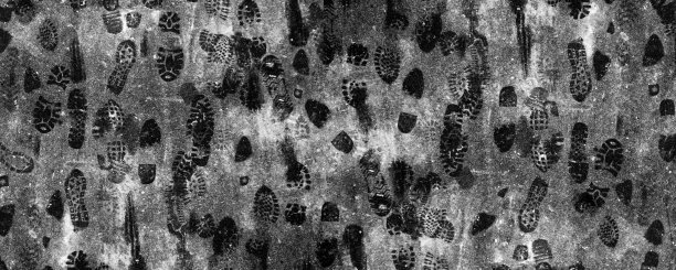 冬天的背景与鞋印在街上的雪图片下载