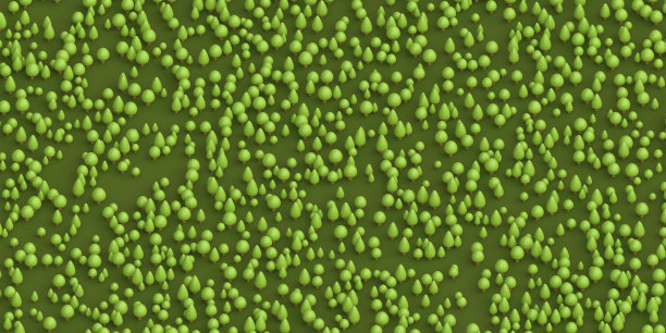 卡通绿色夏季森林景观。等距视图组成。3d插画设计背景游戏，广告，地图。可爱的色彩元素。图片下载