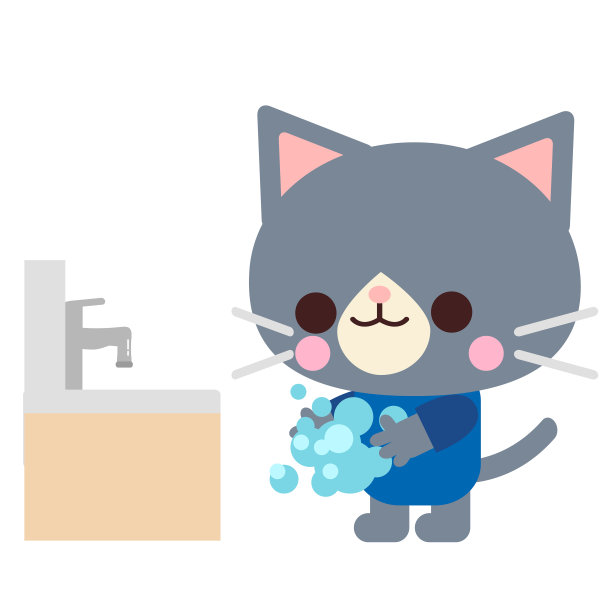 猫插画材料洗手图片下载