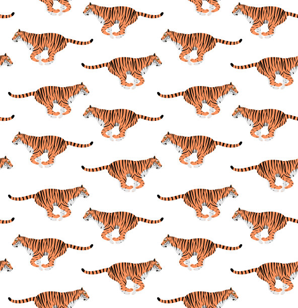 矢量无缝图案的平手绘老虎图片下载