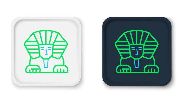 线狮身人面像-古埃及的神话生物图标孤立的白色背景。色彩斑斓的轮廓的概念。向量图片下载