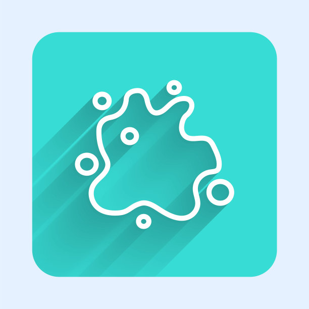 白线喷漆图标孤立与长阴影背景。绿色广场按钮。向量图片下载