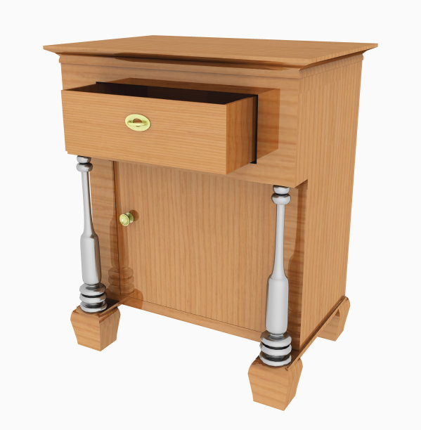 床头柜被隔离在白色背景上图片下载