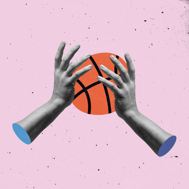 手美学持有篮球在光的背景，艺术品。运动的概念，积极的生活方式，象征主义，超现实主义。图片下载