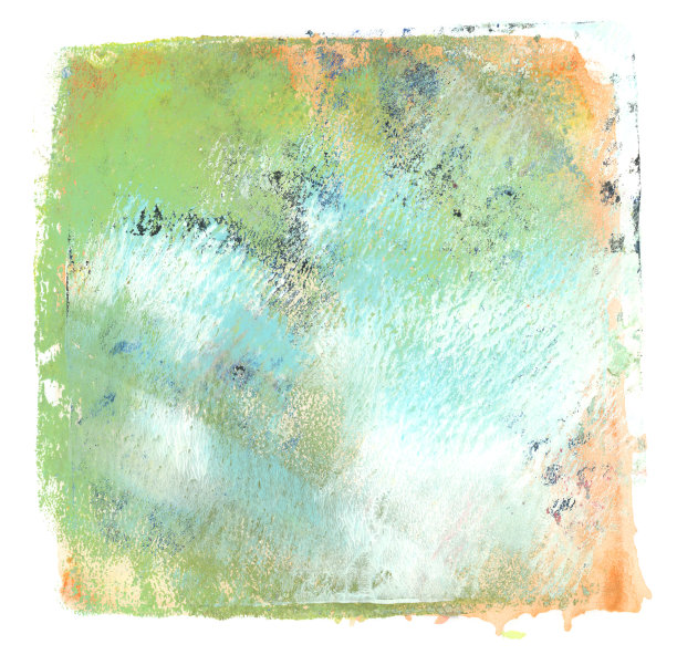 艺术抽象彩色亚克力和水彩单幅画。凝胶印刷板。画布着色纹理背景。孤立在白色的。图片下载