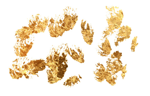 黄金和青铜的闪光颜色抹黑绘画污渍的白色。抽象辉光发亮的背景。图片下载