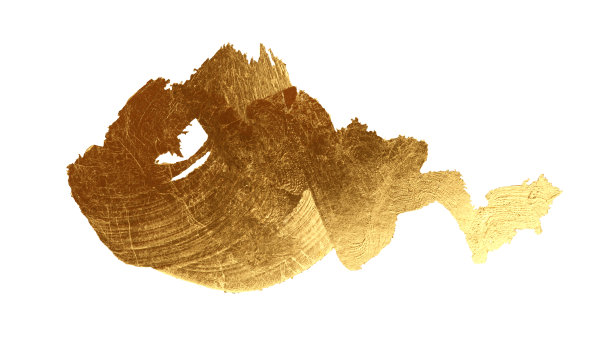 黄金和青铜的闪光颜色抹黑绘画污渍的白色。抽象辉光发亮的背景。图片下载