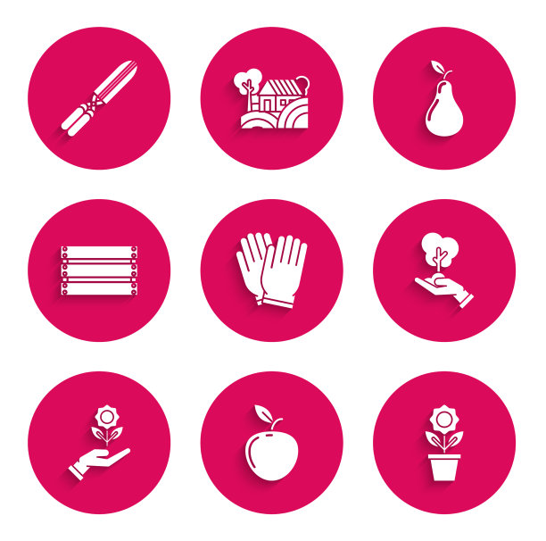 把花园手套苹果花在花盆树的手图片下载