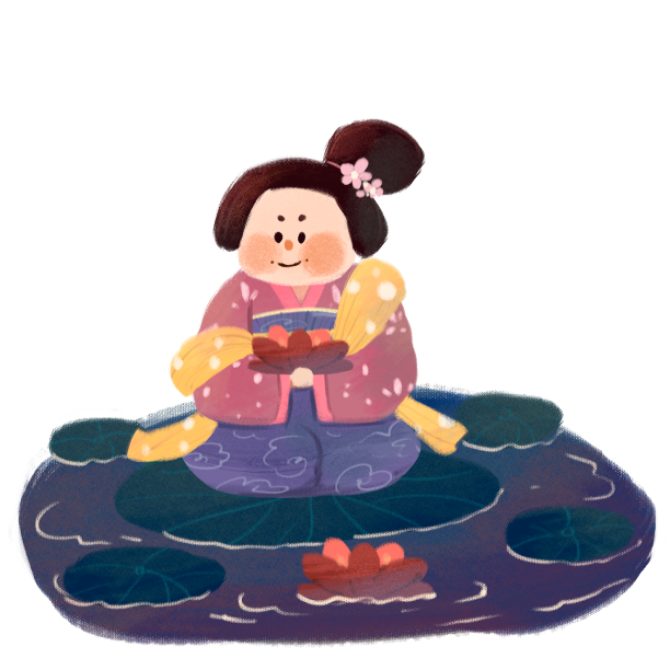 处暑节气荷叶古代仕女手捧荷花灯图片下载