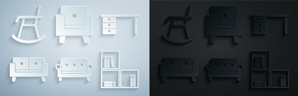 设置沙发办公书桌书架与书籍扶手椅图片下载