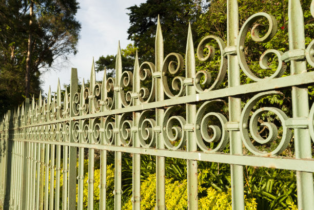 铸铁栅栏边界的私人财产暴露的元素，古色古香的细节。图片下载