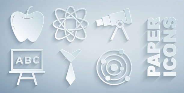 Set tie望远镜黑板太阳系原子图片下载