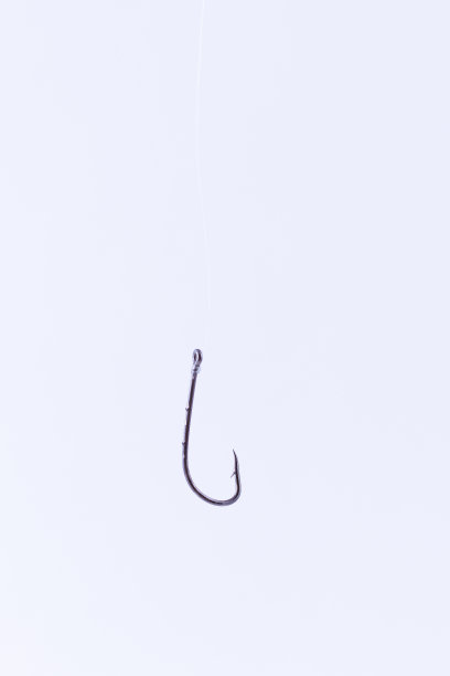 黑色的鱼钩挂在钓鱼线上图片下载