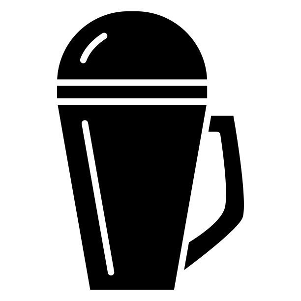 热饮用带盖子的热杯。在外面吃和喝的保温瓶。矢量图标，象形文字，孤立图片下载