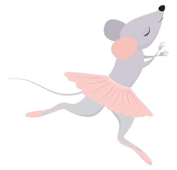 穿着粉红色芭蕾舞裙的可爱的灰色小老鼠芭蕾舞演员图片下载