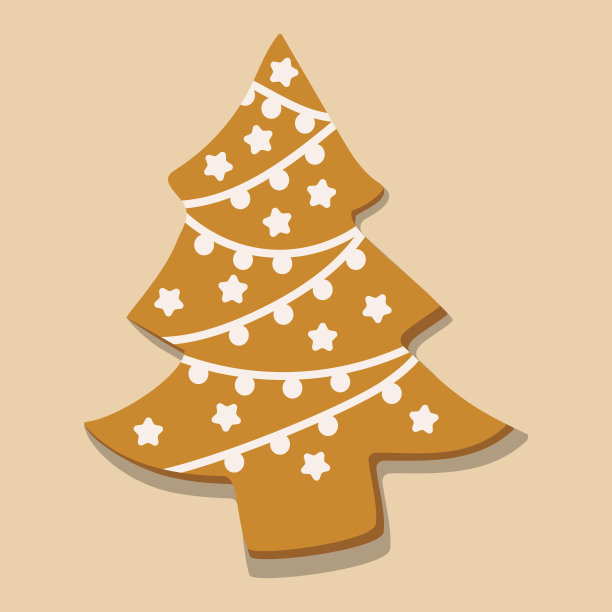 粉色背景上的一个矢量元素。圣诞节盛宴。姜饼或带白色糖霜的姜饼。圣诞插图图片下载