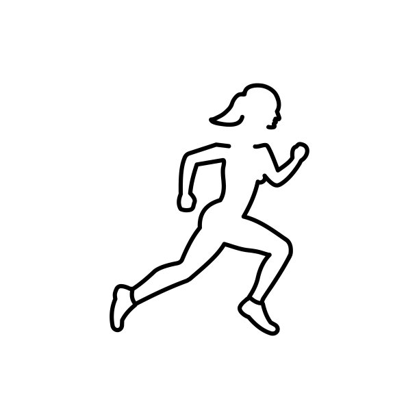 奔跑的女人线条图标设计插画图片下载
