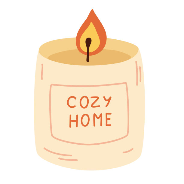 蜡烛回家。石蜡香薰蜡烛。Hygge时间。玻璃瓶中的蜡烛。可爱的hygge家居装饰，节日装饰设计元素。手绘矢量图图片下载