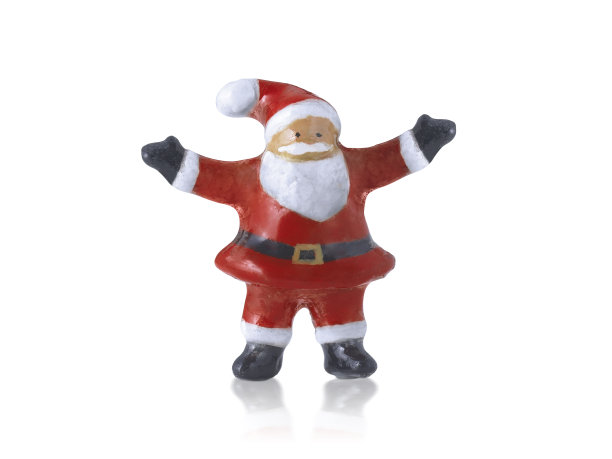 圣诞老人可爱的陶瓷娃娃雕像装饰在圣诞快乐与白色的背景图片下载