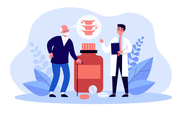 医生为老年病人开骨质疏松症药物图片下载