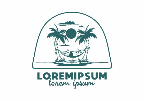 放松在吊床插图徽章图片下载