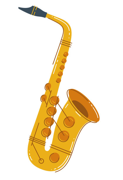 萨克斯乐器矢量平面插图孤立的白色背景，古典管乐乐器。图片下载