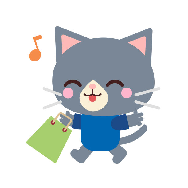 微笑猫插画材料购物图片下载